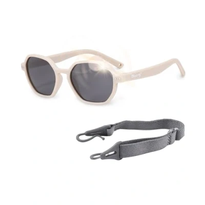 Imagen de Maesy Gafas de sol Yana Baby 1 3 años Flexibles Correa elástica ajustable Protección polarizada UV400 Niños y niñas Hexágono (Beige crudo)