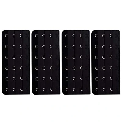 Imagen de Anjing 4 extensores de sujetador, 6 ganchos, 3 filas, 18 alargar el espaciado las mujeres, sujetador extensor la correa, accesorios negro