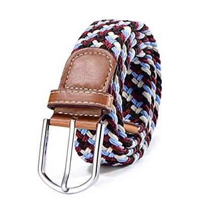 Imagen de DonDon Cinturón trenzado extensible y elástico para hombres mujeres de 100 cm a 130 longitud multicolor