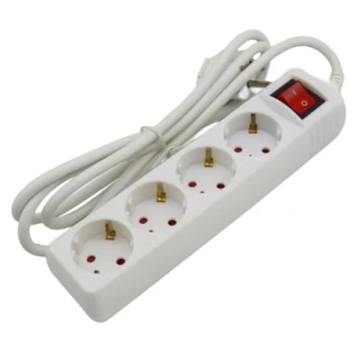Imagen de Don Feliz Regleta alargador de enchufes, Base Multiples enchufes Schucko con Interruptor, Proteccion para niños,16a/250v 3680w, Cable 3g1.5m㎡ lontitud 1,5m, 3m o 5m (4 Tomas, 1,5 M)