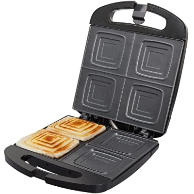 Imagen de Jata SW546 Sandwichera con Placas Antiadherentes, 4 sándwiches enteros XXL, Sellado perfecto, Tostado rápido y uniforme, 1500 W, Fácil limpieza, Almacenaje vertical