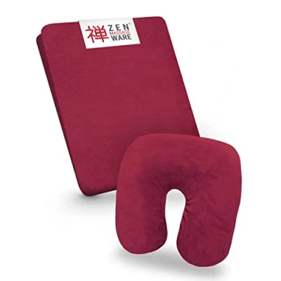 Imagen de Zen Funda Camilla Masaje Ajustable y reposacabezas Sabana de Felpa Suave para cosmética, Fisioterapia Tratamiento Sabanas Lavables a 60 Burdeos
