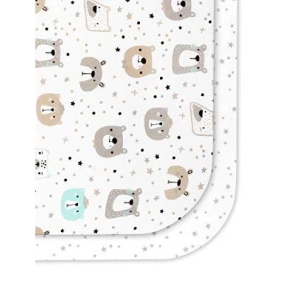 Imagen de FlyIdeas Lote 2 Sabanas Bajeras para Cuna 120x60 cm con Esquinas Engomadas en 100% Puro Algodon Cert.Suave y Transpirable, Hecho in EU