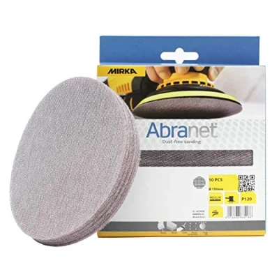 Imagen de Mirka Abranet discos de lijado red Ø 150mm Velcro / grano P120 10 uds. AE241F1012 Adecuados para todas las lijadoras orbitales y lijar sin polvo madera, masilla, barniz