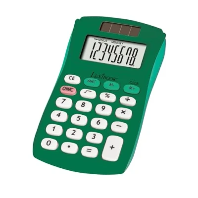 Imagen de Lexibook, FRUITIES® Calculadora de Bolsillo, 8 dígitos, 4 Operaciones, Funciones básicas y avanzadas, Alimentación Solar a Pilas, Verde, C208B