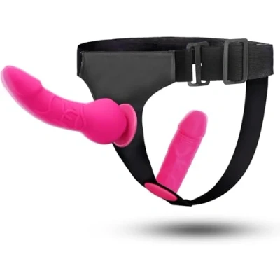 Imagen de Dildos con arnés strap on Consoladores Sexuales Mujer Cinturon, Consolador Anales Pene Silicona Doble Arnes en Juguetes Eroticos para Gay Lesbiana Hombre Parejas, Adjustable,Removeable