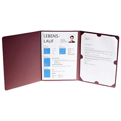 Imagen de Carpeta de solicitud, 3 piezas con 1 sujeciones, Capacidad, 30 hojas cartón manila, 400 g, nature Future, DIN A4, color burdeos