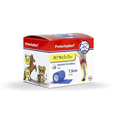 Imagen de Protectaplast Venda Autoadhesiva para Mascotas (7,5 cm x 4,5 m) Vendas Caballos, Perros y Gatos sin Látex ni Cola Primeros Auxilios