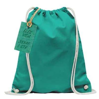 Imagen de ELES VIDA Bolsa de Deporte algodón, Certificado Oeko Tex, Cuerdas, Gimnasia (verde mayo, 38x46cm)