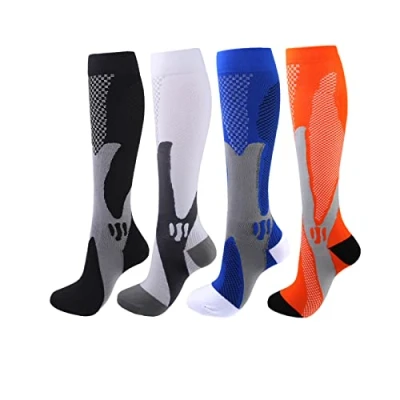 Imagen de Cheeroyal 4 pares calcetines de compresión 20 30mmHg para hombres/mujeres enfermeras recuperación correr maternidad embarazo vuelo viaje salud médica deporte, 8 (Reino Unido), Small/Medium