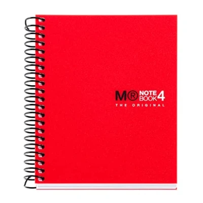 Imagen de Miquelrius Cuaderno Espiral Microperforado, Cubierta Polipropileno Opaco, Tamaño A7 74 x 105 mm, Sin Taladros, 100 Hojas de 70 g/m² y 4 Franjas Color, Cuadrícula 5 color Rojo