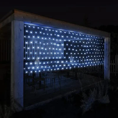 Imagen de ECD Germany Luces de Navidad con 160 Bombillas LED 2 m Guirnalda Iluminación Blanco Frío Cortina Protección IP44 Decoración Luz en Cadena para Uso Interior y Exterior