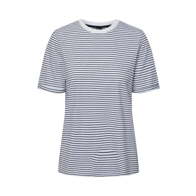 Imagen de Pieces Pcria SS FOLD UP TEE NOOS BC Camiseta estampada, Mujer, Talla: XS, Bright white/maritime blue