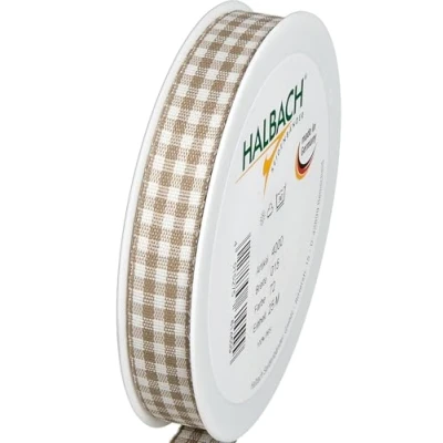 Imagen de Halbach Seidenbänder Vichy Cinta de regalo (lino), 15 mm ancho, 25 m longitud, fabricada en Alemania, a cuadros muchos colores