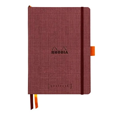 Imagen de Rhodia 120035C ORANGE Botanique Goalbook souple A5 dot, 240 pages papier ivoire 90g couverture simili cuir motif Amarante
