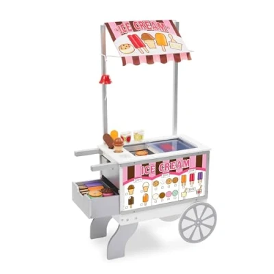 Imagen de Melissa &amp; Doug Carro de bocadillos y dulces madera, Comida juego imitación, Gran set con accesorios calidad óptima, Tienda o restaurante para jugar, Regalo niños 3+