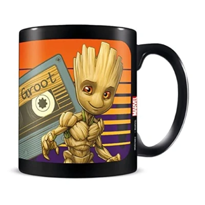 Imagen de Pyramid International Taza de cerámica Guardianes la Galaxia en caja regalo (diseño Groot Sunshine) 325 ml, producto oficial, color negro