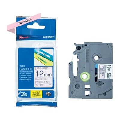 Imagen de Brother Original P Touch cinta laminada Tze de mqf31 12 mm, color negro, rosa pastel mm