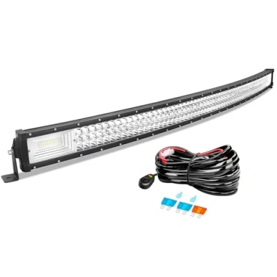 Imagen de AUXTINGS 52 pulgadas 675W Curvo triple fila 7D LED barra de luz trabajo Spot Flood Combo Beam CC 12V 24V 6000K vehículos todoterreno 4x4 Atvs Utvs