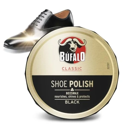 Imagen de Bufalo Classic Shoe Polish, Betún para Zapatos, Cuidado del Calzado, Crema Color Negro que Protege y da Brillo, Óptimo Pieles Lisas Rústicas Lata de 75ml