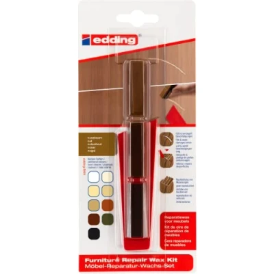 Imagen de edding 8901 juego de cera reparadora muebles negro para rellenar y reparar arañazos agujeros en otras superficies madera