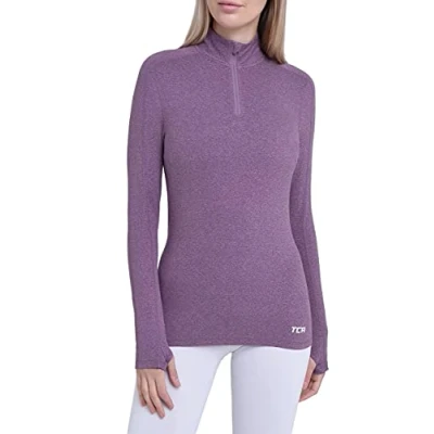 Imagen de TCA Camiseta Manga Larga Lightweight Fusion Quickdry de Running con Media Cremallera para Mujer Morado, XS