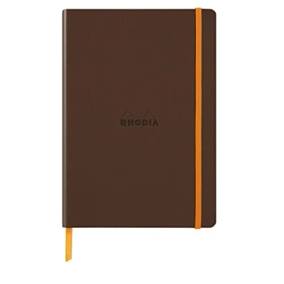 Imagen de Clairefontaine ES RHODIA 117384C Cuaderno Flexible Bronce A5 Rayado 160 páginas Papel Marfil 90 g/m Marcapáginas, Cierre Elástico Cubierta de Piel Sintética Colección Rhodiarama