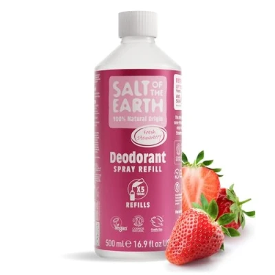 Imagen de Natural Deodorant Spray Refill by Salt of the Earth, Sweet Strawberry Vegan, Long Lasting Protection, Leaping Bunny Approved, Made in UK 500ml