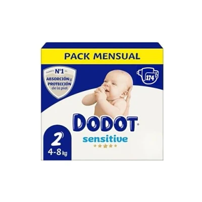 Imagen de Dodot Sensitive Pañales, Talla 2 (4 8 kg), 174 Unidades, Barrera Stop Fugas, Ultra Suave