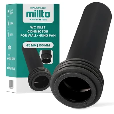 Imagen de Millto™ Geberit tubo de cisterna 45 x 150 cm, conexión pared, agua, inodoro, polipropileno, suministro empotrado,