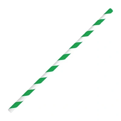 Imagen de Fiesta Green Pajitas de papel compostables con rayas verdes (paquete 250)