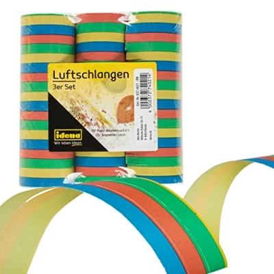 Imagen de Idena 8274021 Serpentinas de papel, 3 rollos, multicolor, decoración, cumpleaños, carnaval, fiesta temática