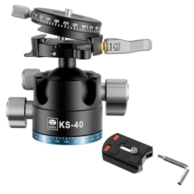 Imagen de SIRUI 40mm Cabezal de Bola Perfil Bajo, Trípode Aleación Aluminio Panorámico 360, Profesional Resistente para Trípode, Monopie, Carga Máxima 25kg KS 40