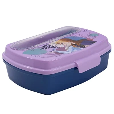 Imagen de Fiambrera rectangular para el almuerzo infantil con cubiertos de Frozen