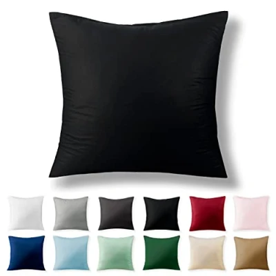 Imagen de Alreya Funda de Almohada Renforcé 100% Algodón 50 x cm Negro Hipoalergénica con Cremallera YKK