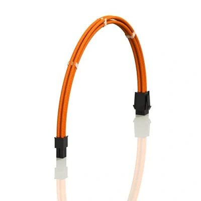 Imagen de LINKUP AVA 30cm 4 Pines CPU ATX Placa Base PSU Fuente de Alimentación Cable Extensión PC Personalizado con Mangas Trenzadas Peines┃Un Solo Paquete┃300mm Naranja