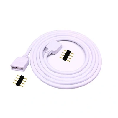 Imagen de LITAELEK 5m Cable Alargador Tira LED RGB Strip Extension 4 Pines Extensión Cinta Extensor Banda Pin Conector para SMD 5050 3528 2835 Strip, Blanco, 1pc
