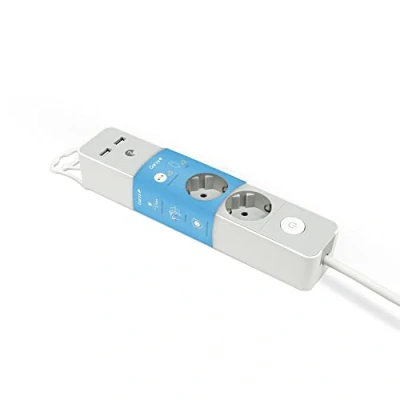 Imagen de Garza Regleta Design Gris con Interruptor, 3 Tomas + 2 USBs, Cable 1.4 m, Enchufe Plano, Protección Infantil