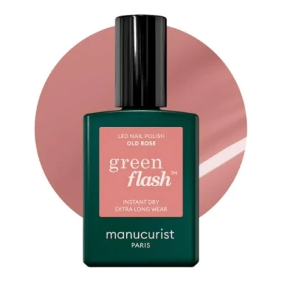 Imagen de Manucurist Green Flash Esmalte Semipermanente Rosa empolvado de uñas en gel Old Rose Pintauñas Semipermanentes 12 free, origen orgánico (84%) Fabricado Francia 15 ml