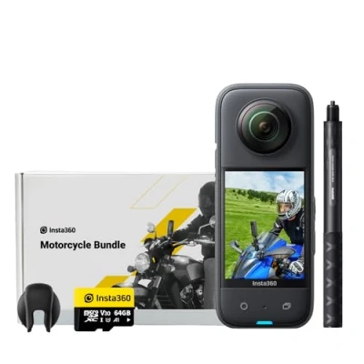 Imagen de Insta360 X3 Kit Motero Cámara de acción 360 Resistente al Agua, Sensor 1/2&quot;, 5.7K 360, Fotos 72MP, estabilización, Pantalla táctil 2.29&quot;, edición por IA, Live Streaming, Webcam