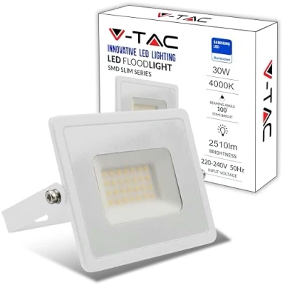 Imagen de V TAC Foco LED Exterior 30W [Altas Prestaciones] Blanco 2510 Lumen IP65 Proyector en Aluminio para Hogar, Jardín, Patio, Parque Garaje Resistente Agua Luz Neutro 4000K