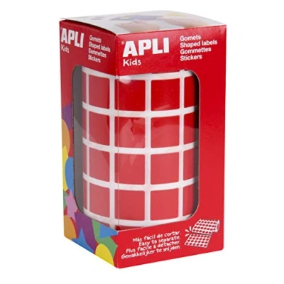Imagen de APLI Kids 12477 Rollo gomets cuadrados 15 mm rojos