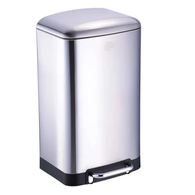 Imagen de Dirt Devil cubo de basura cocina con pedal 30 l, cierre suave, interior extraíble, 34,5 x 32,5 61,5 cm, color plateado