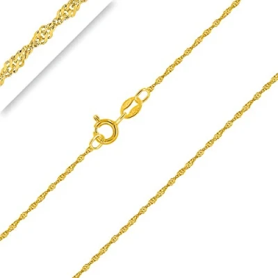 Imagen de Planetys Cadena de Plata Ley 925 Chapado en Oro 18K Malla Singapur 1 mm Ancho 40 cm Longitud
