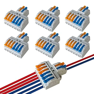 Imagen de QitinDasen 6Pcs KV426 Palanca Tuerca Cable Conector, 2 en 6 fuera Bilateral 8 Puertos Compacto Conductor Rápido Conector Resorte Bloque Terminal