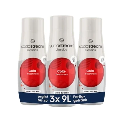 Imagen de SodaStream 3 jarabes de cola sin azúcar, 1 botella 9 litros bebida preparada, preparado en segundos y siempre fresco, x 440 ml