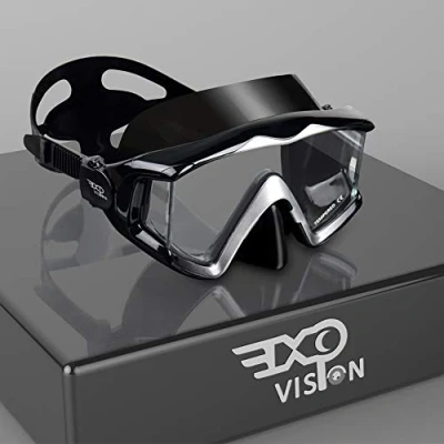 Imagen de Pano 3 máscara de buceo panorámica para adultos, vidrio templado, gafas natación premium con cubierta nariz, equipo esnórquel esnórquel, libre, (azul