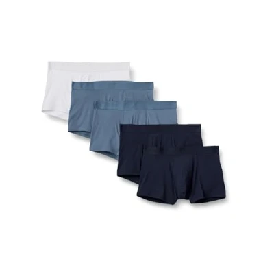 Imagen de Amazon Essentials Calzoncillo Bóxer de Punto Algodón 12,7cm Hombre, Pack 5, Azul/Azul Marino Azul/Blanco, L
