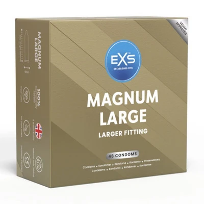 Imagen de EXS Magnum Condoms Natural Latex &amp; Silicone Lubricated Large Size Vegan 48 Pack