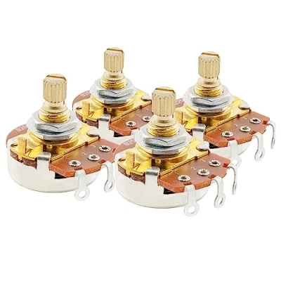 Imagen de Musiclily Pro Eje de Latón Corto Métrico B250K Potenciómetros Lineal Split Shaft Poti para Guitarra Eléctrica Bajo (Set 4)